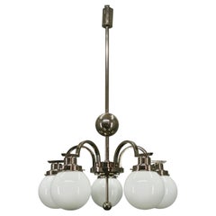 Lampadario Art Déco a cinque luci cromato, Cecoslovacchia, anni ’30