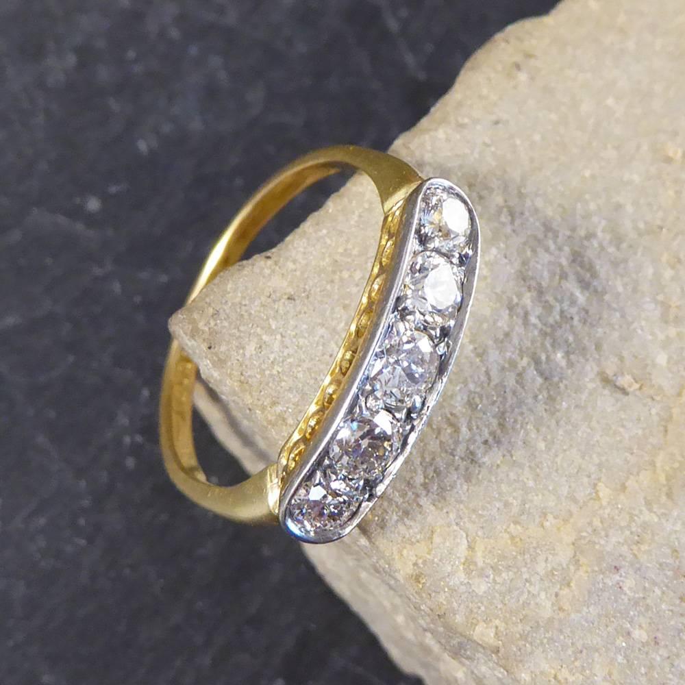 Women's Art Deco Five-Stone Diamond 18 Carat and Platinum Ring