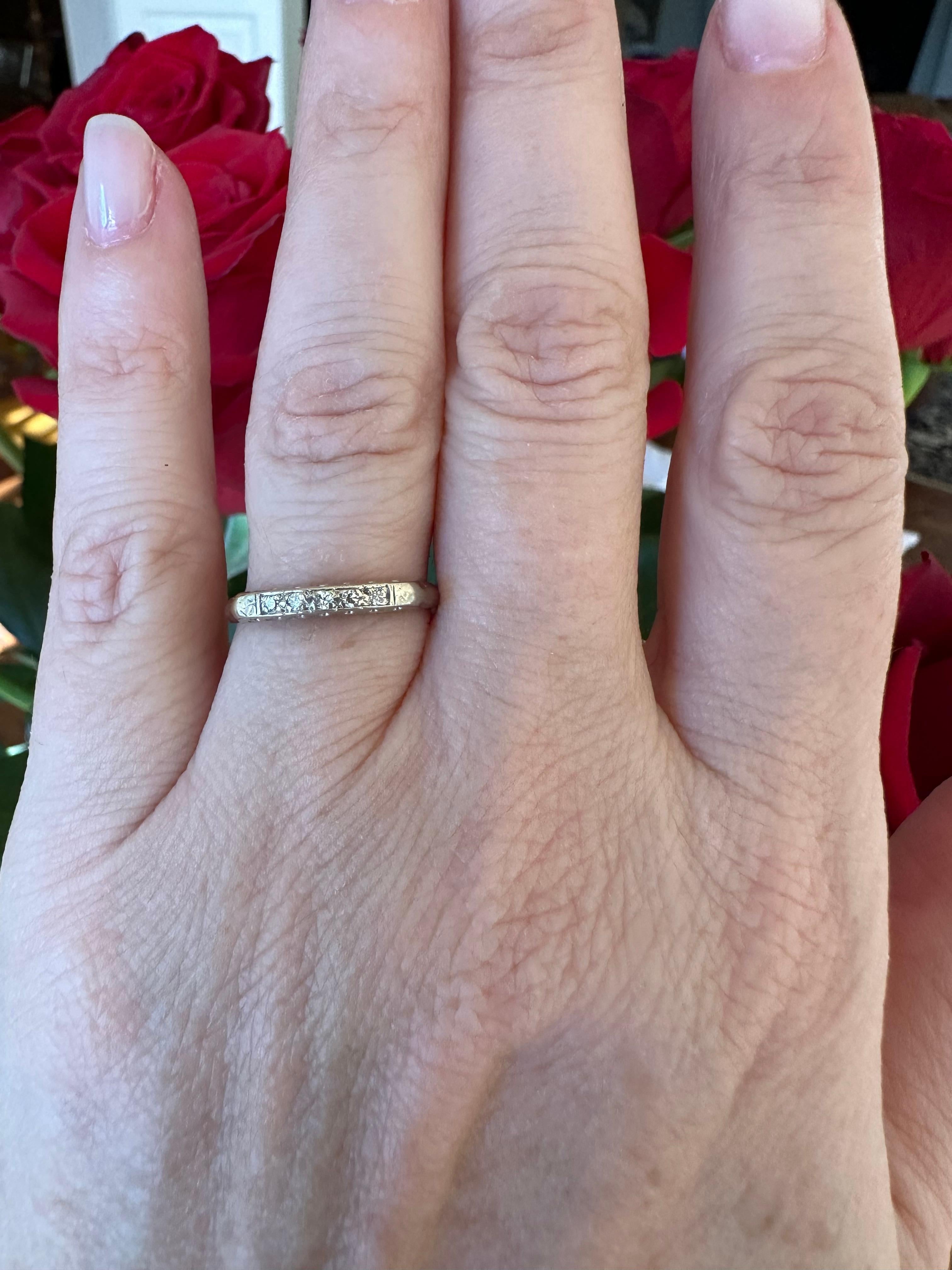 Women's Art Deco Five Stone Diamond Band Ring  For Sale