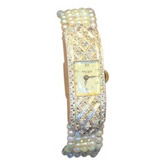 Art Deco Five Strand Pearl & Diamond Watch