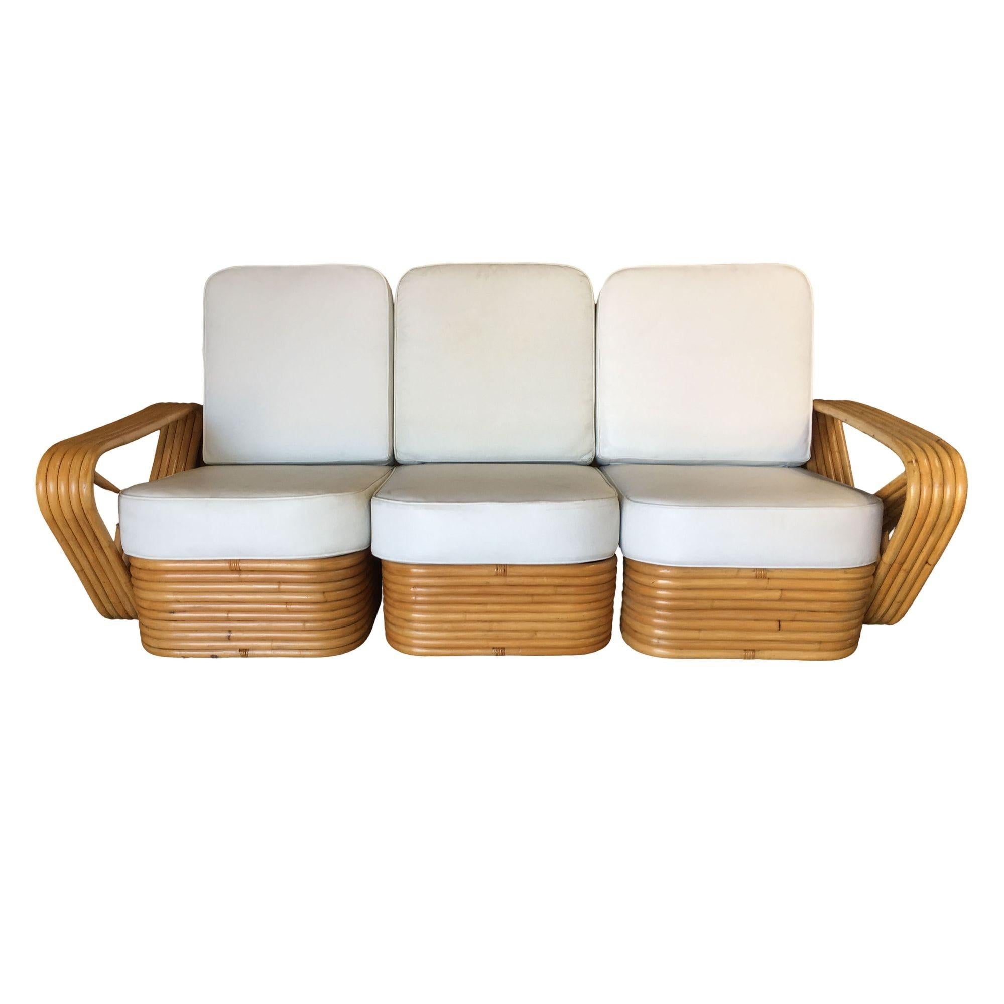 Fünfsträngiges, quadratisches, 3-Sitzer-Sofa im Art déco-Stil mit Brezel-Design (Moderne der Mitte des Jahrhunderts) im Angebot