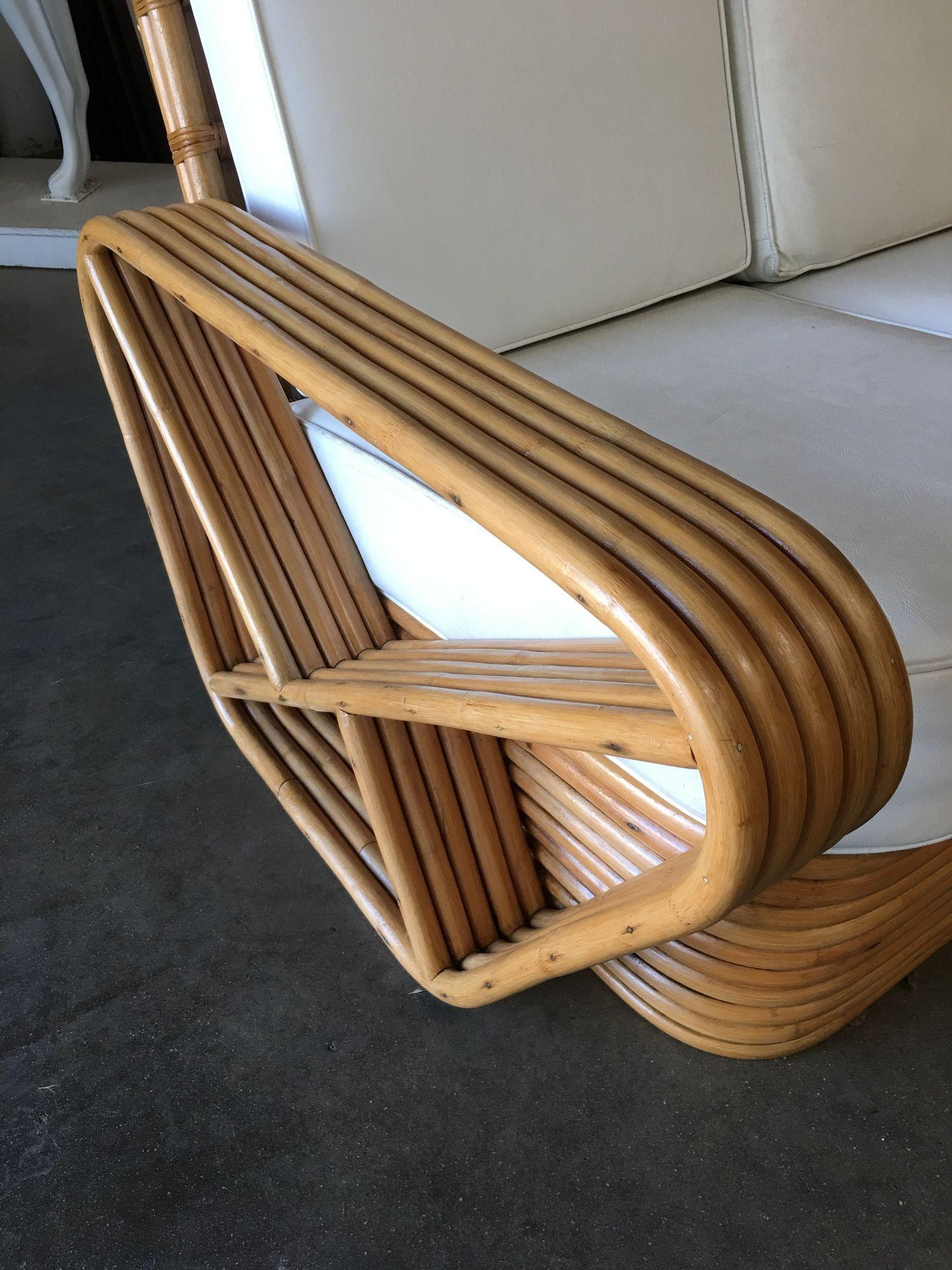 Fünfsträngiges, quadratisches, 3-Sitzer-Sofa im Art déco-Stil mit Brezel-Design im Zustand „Gut“ im Angebot in Van Nuys, CA