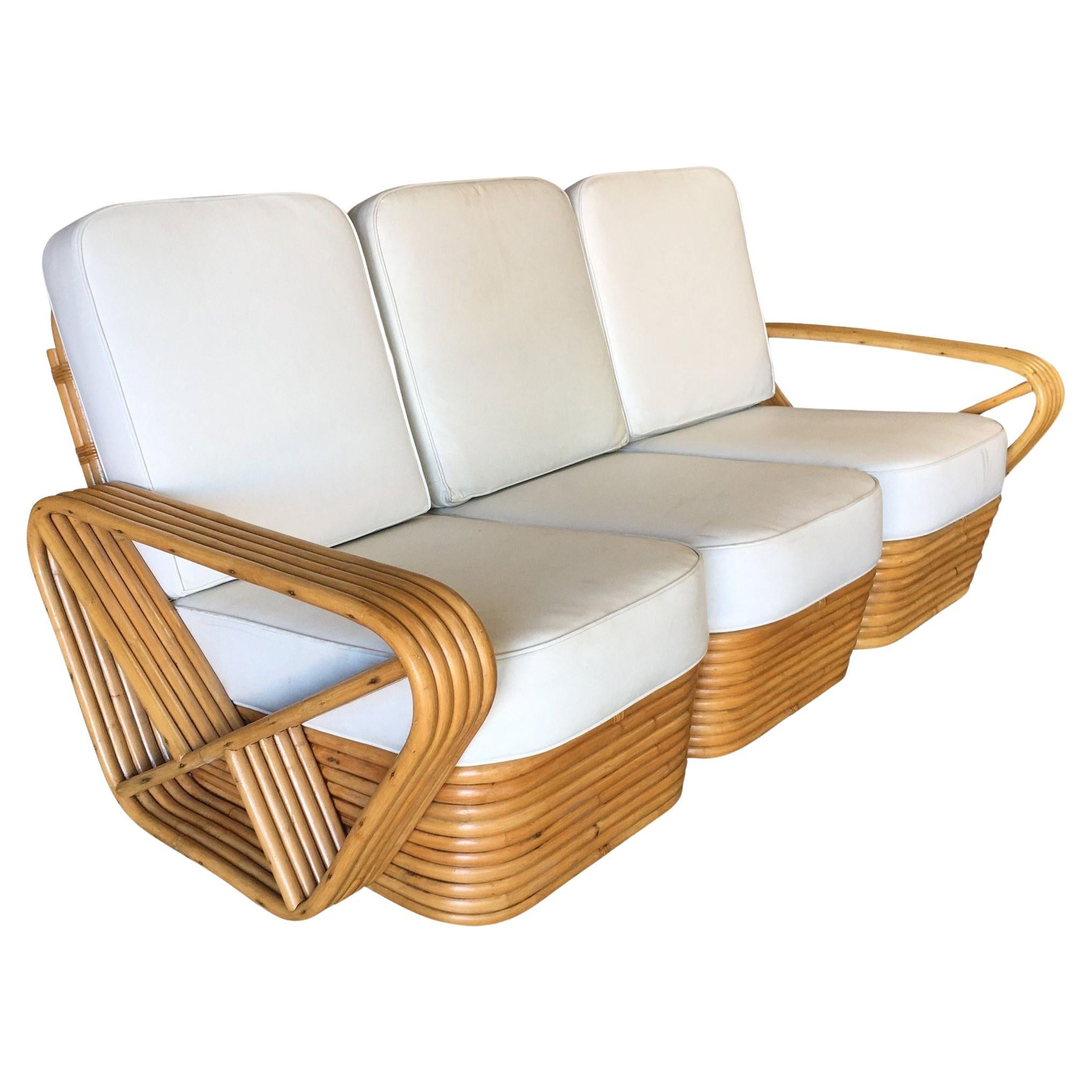 Fünfsträngiges, quadratisches, 3-Sitzer-Sofa im Art déco-Stil mit Brezel-Design