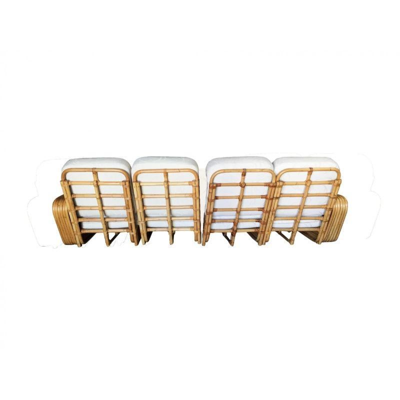 Art Deco Restored Vintage 1940's Five-Strand Square Pretzel Four-Seat Sectional Sofa For Sale