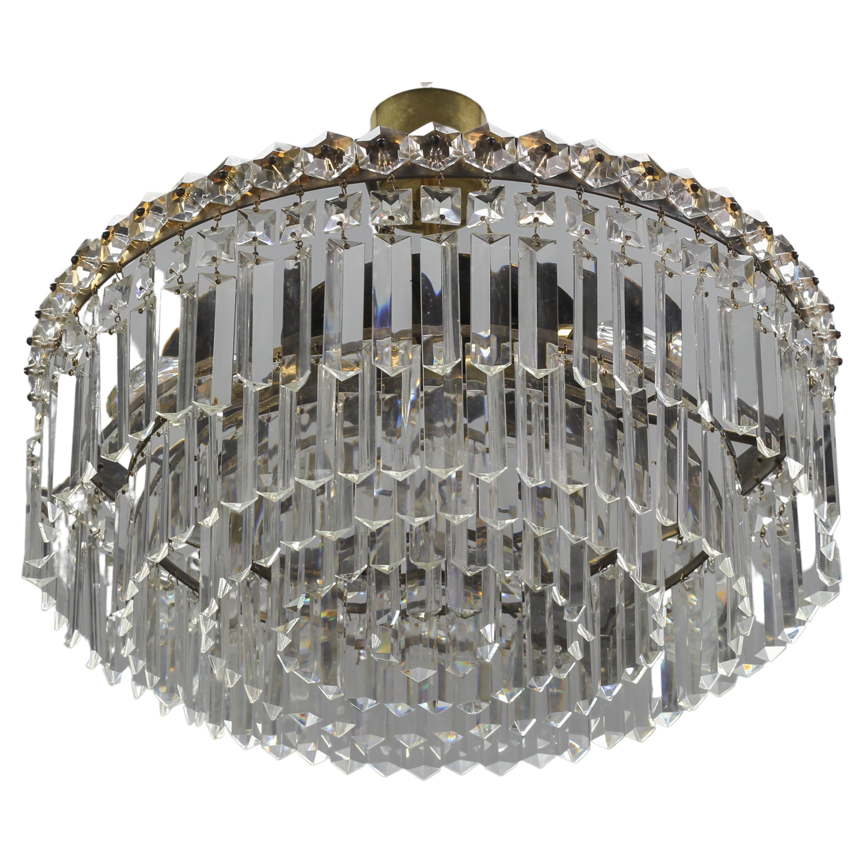 Tiered Brass and Crystal Chandelier at 1stDibs
