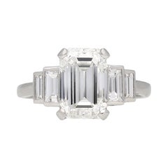 Art Deco Flanked Solitaire Diamond Ring, Circa 1925