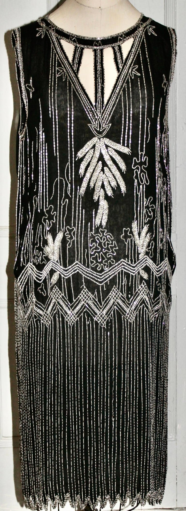 Beaded Art Deco Floral Flapper Dress