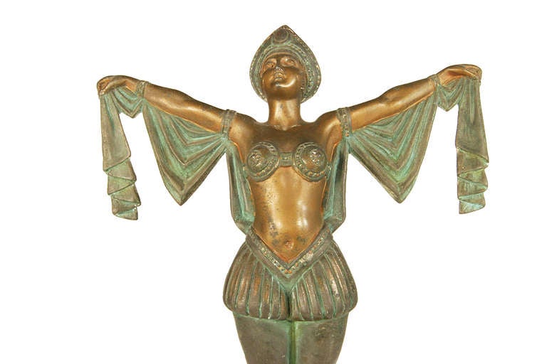 American Art Deco Flapper Erotic Dance Spelter Female Statue