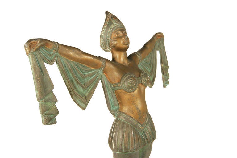 Art Deco Flapper Erotic Dance Spelter Female Statue In Excellent Condition In Van Nuys, CA