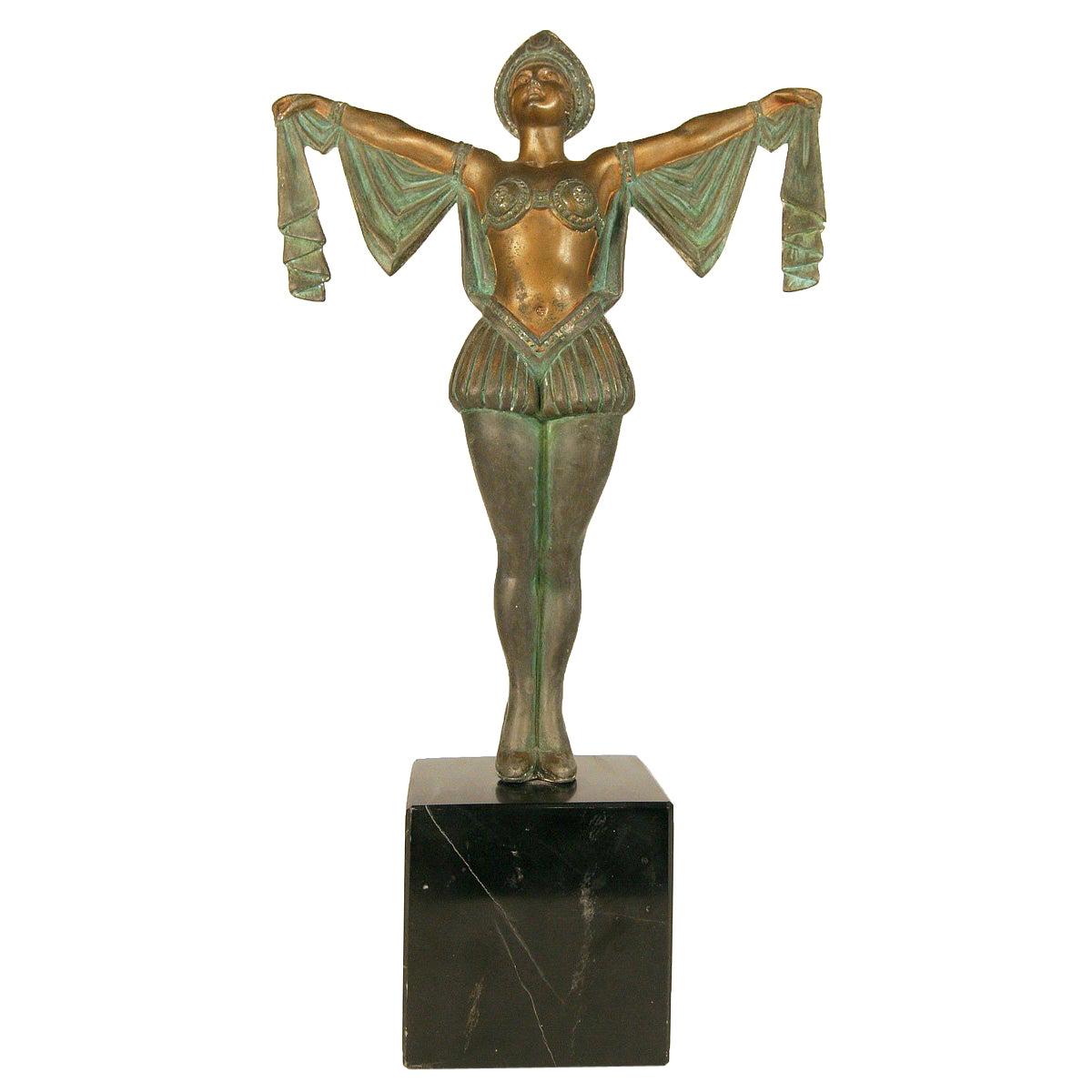 Art Deco Flapper Erotic Dance Spelter Female Statue