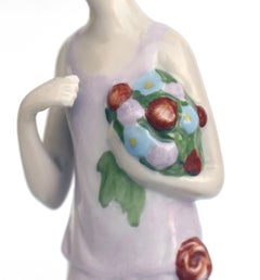 Art Deco Flapper Girl Porcelain Hatpin Holder, c1930
