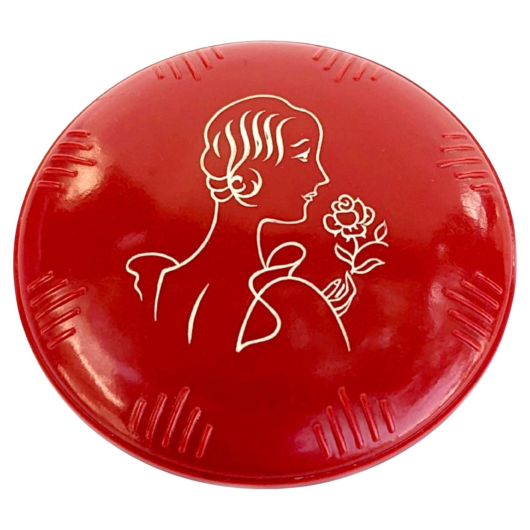 Poudre compacte pour dames "Flapper", art déco, vers 1930