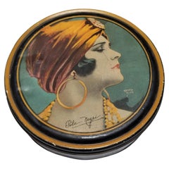 Antique Art Deco Flapper Pola Negri by Henry Clive Beauty Tin Box