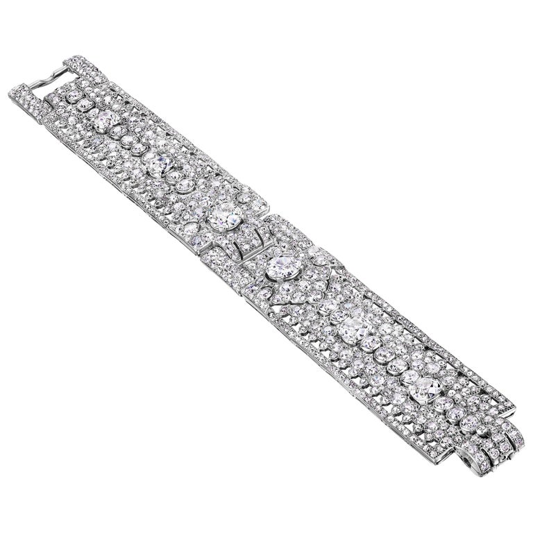 Cartier Paris Art Deco Flexible Diamond Bracelet, circa 1930 For Sale ...