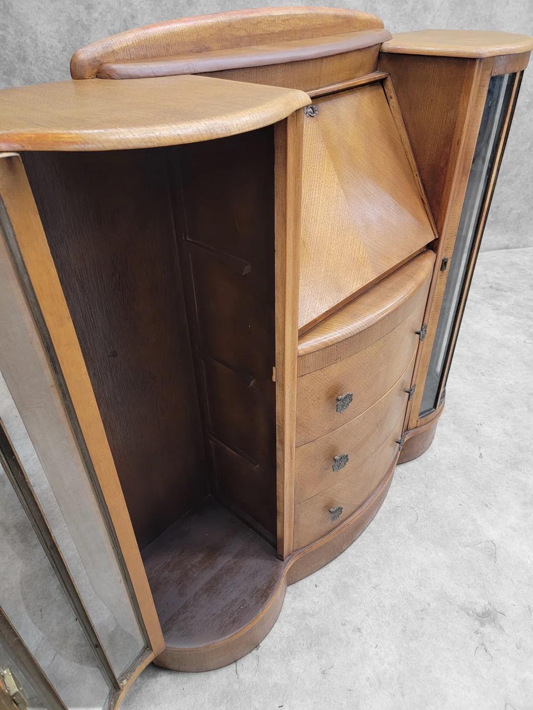 Art Deco Flip-Down Sekretär Cocktail Dry Bar im Angebot 5