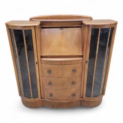 Art Deco Flip-Down Secretary Cocktail Dry Bar