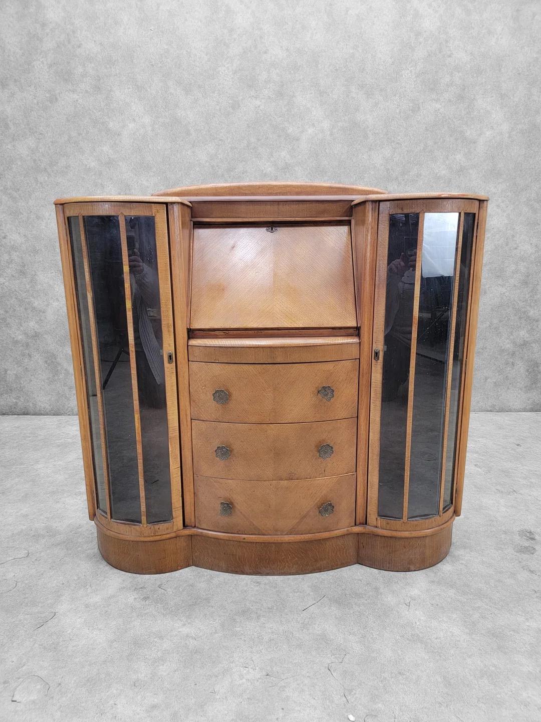 Art Deco Flip-Down Sekretär Cocktail Dry Bar (Art déco) im Angebot