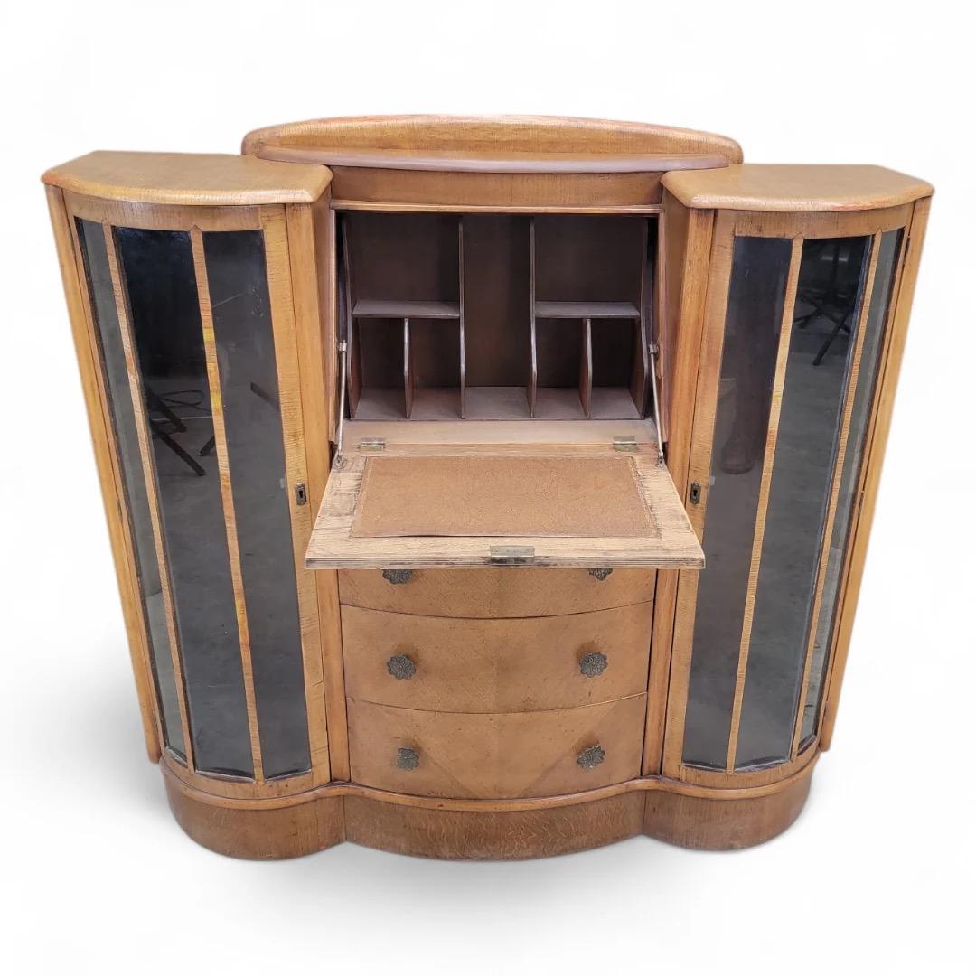 Art Deco Flip-Down Sekretär Cocktail Dry Bar (Holz) im Angebot