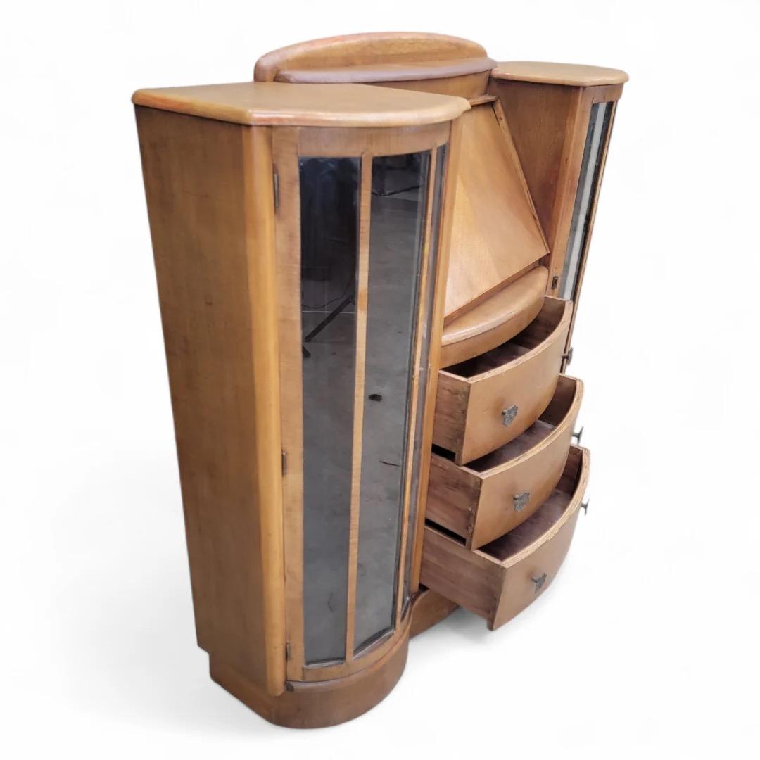 Art Deco Flip-Down Sekretär Cocktail Dry Bar im Angebot 1