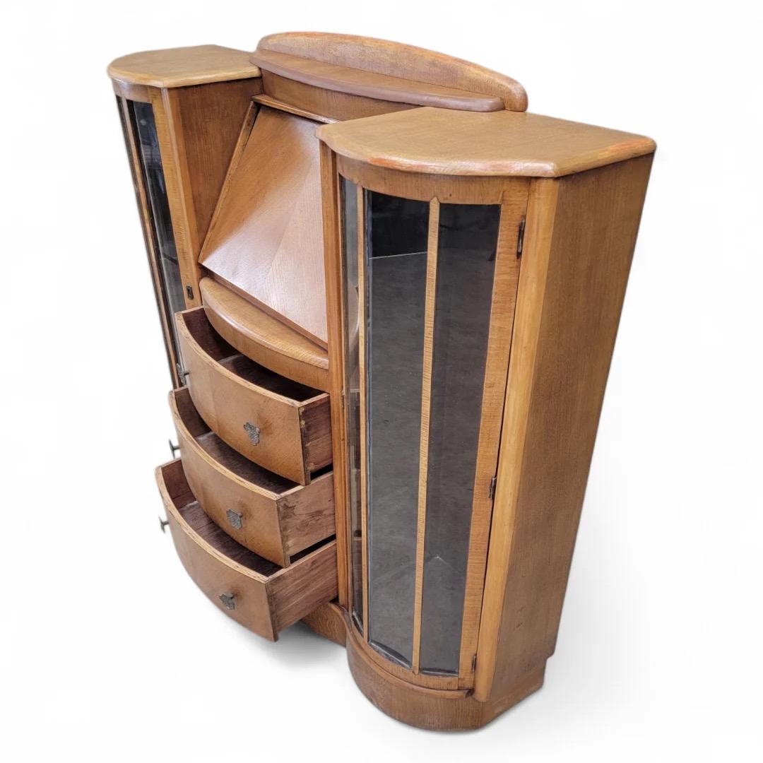 Art Deco Flip-Down Sekretär Cocktail Dry Bar im Angebot 2