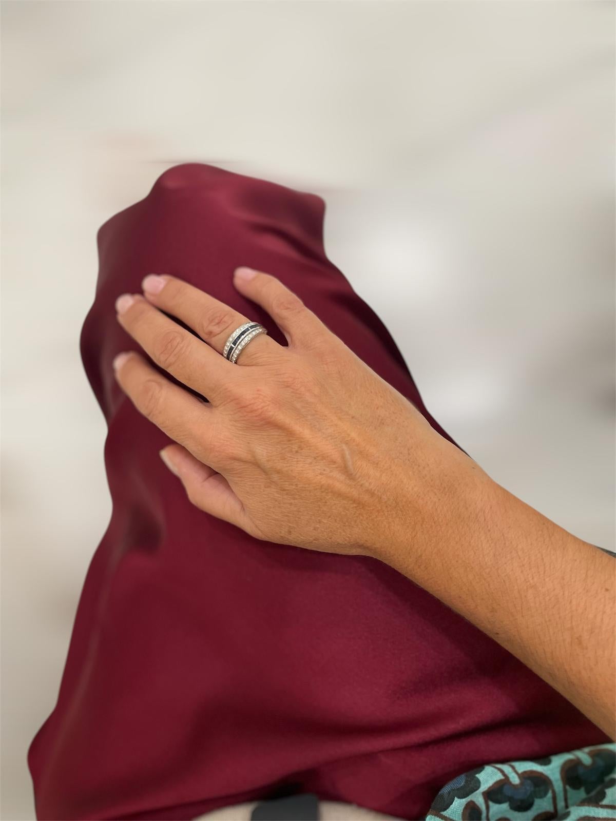 Anello di eternità Art Deco Flip over Ruby Sapphire Diamond in vendita 9