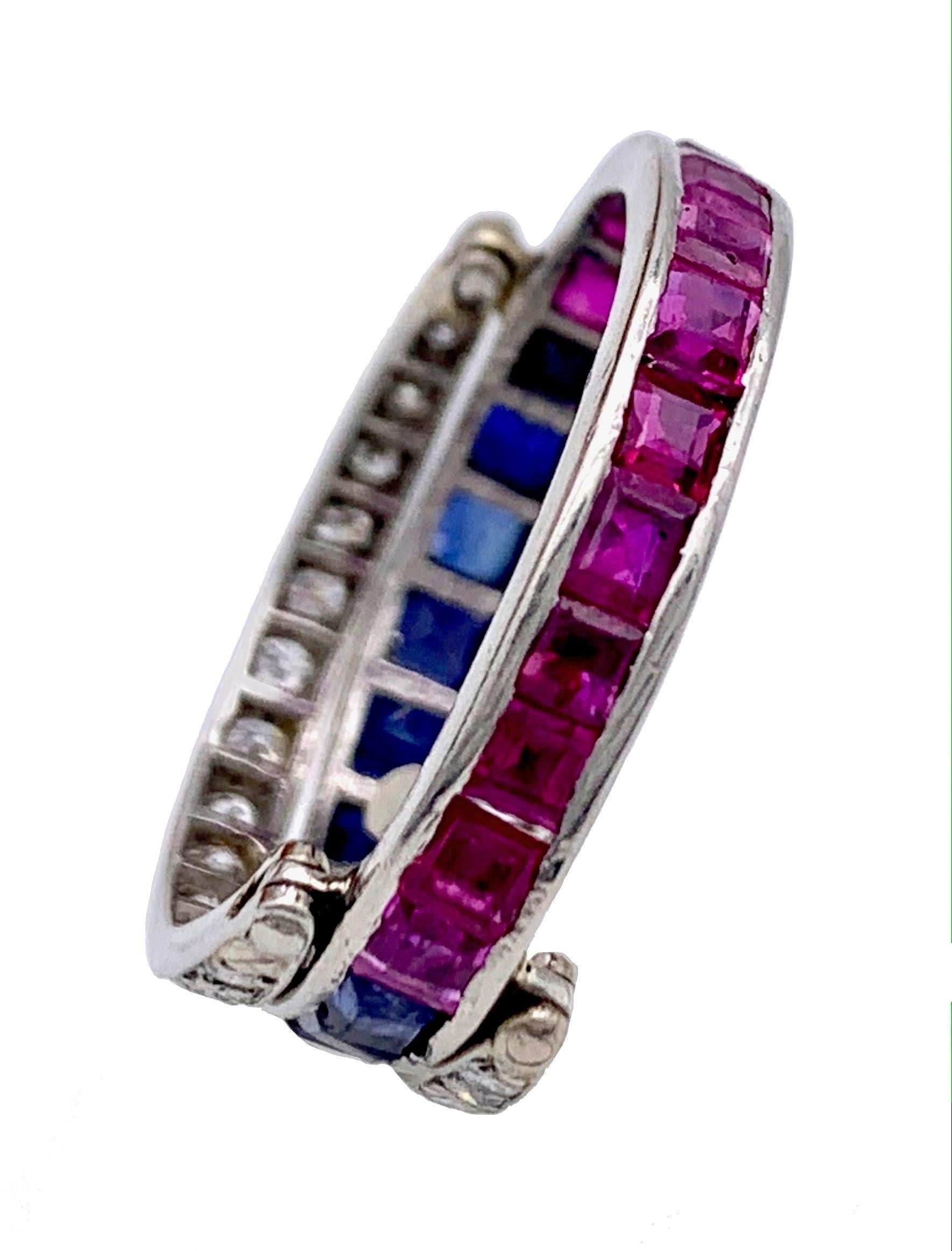 De las mujeres Art Decó Anillo de Eternidad en Platino con Rubí, Zafiro y Diamantes en venta