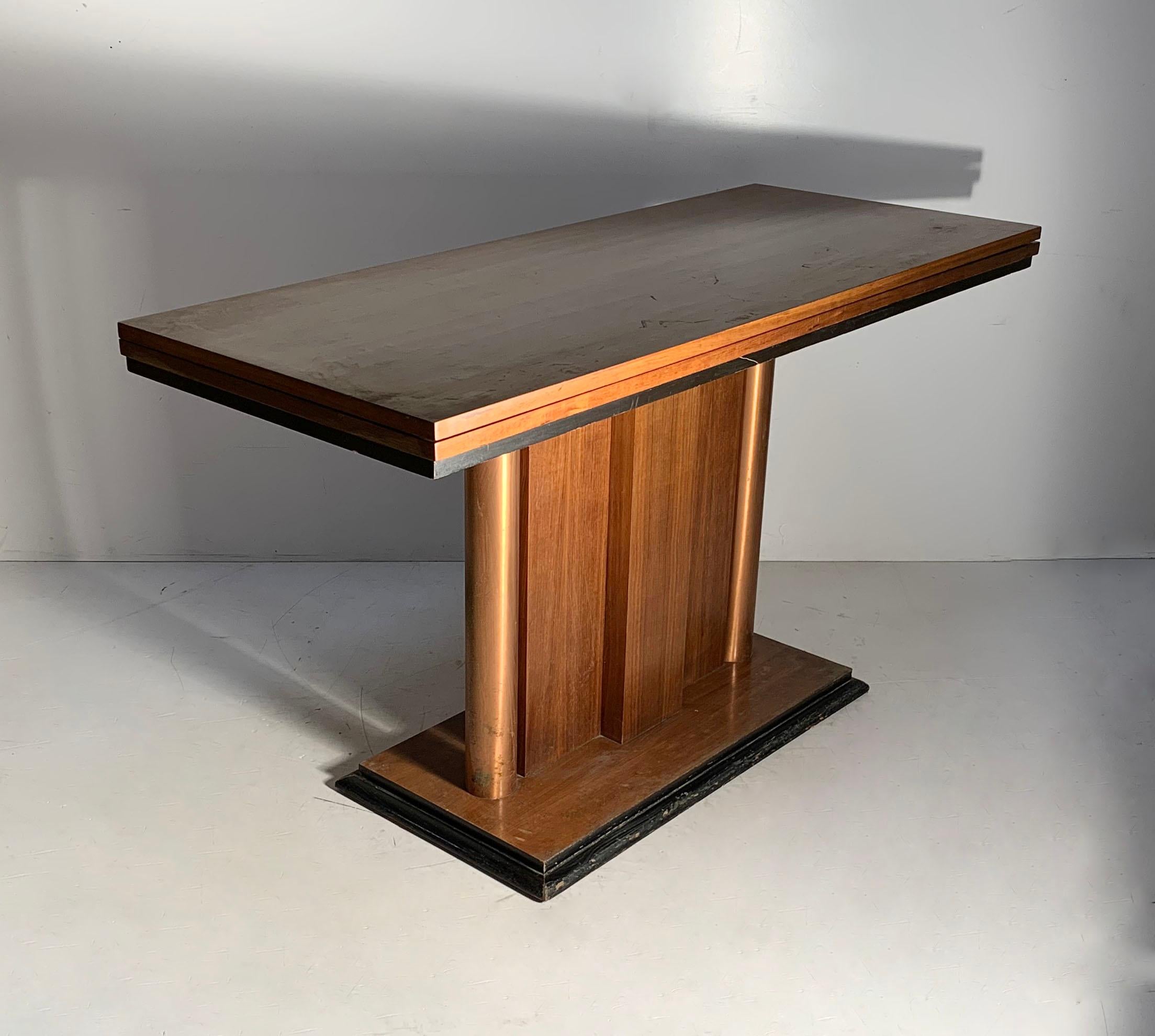 American Art Deco Flip Top Console Dining Table attributed to Donald Deskey For Sale