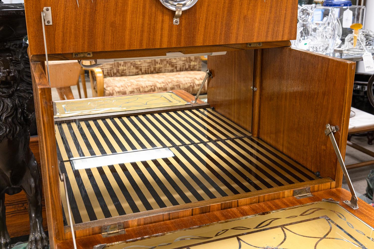 Art Deco Flip Top Dry Bar Cabinet by George Serlin for Sureline Furniture London 7