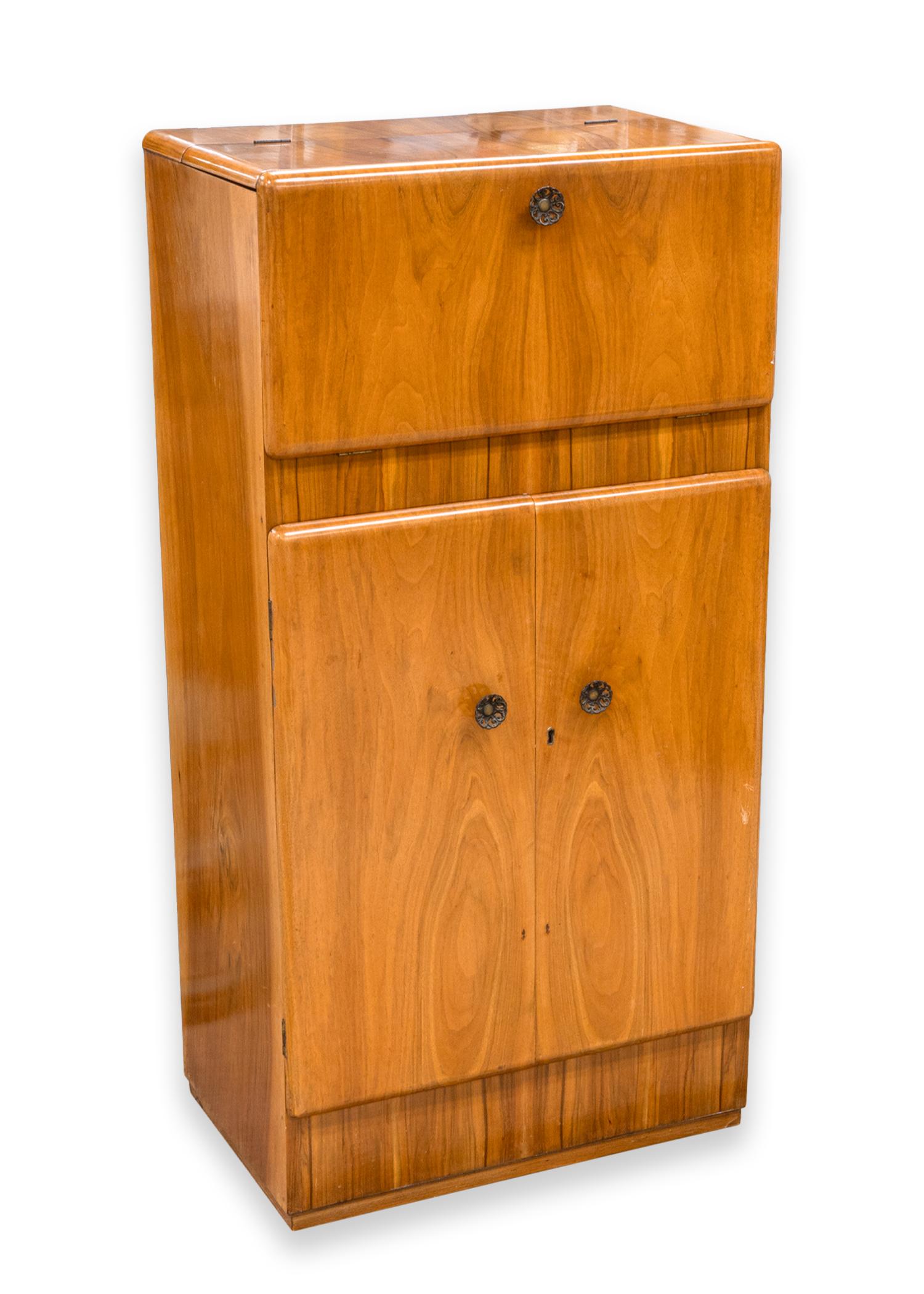 Mid-Century Modern Art Deco Flip Top Dry Bar Cabinet by George Serlin for Sureline Furniture London