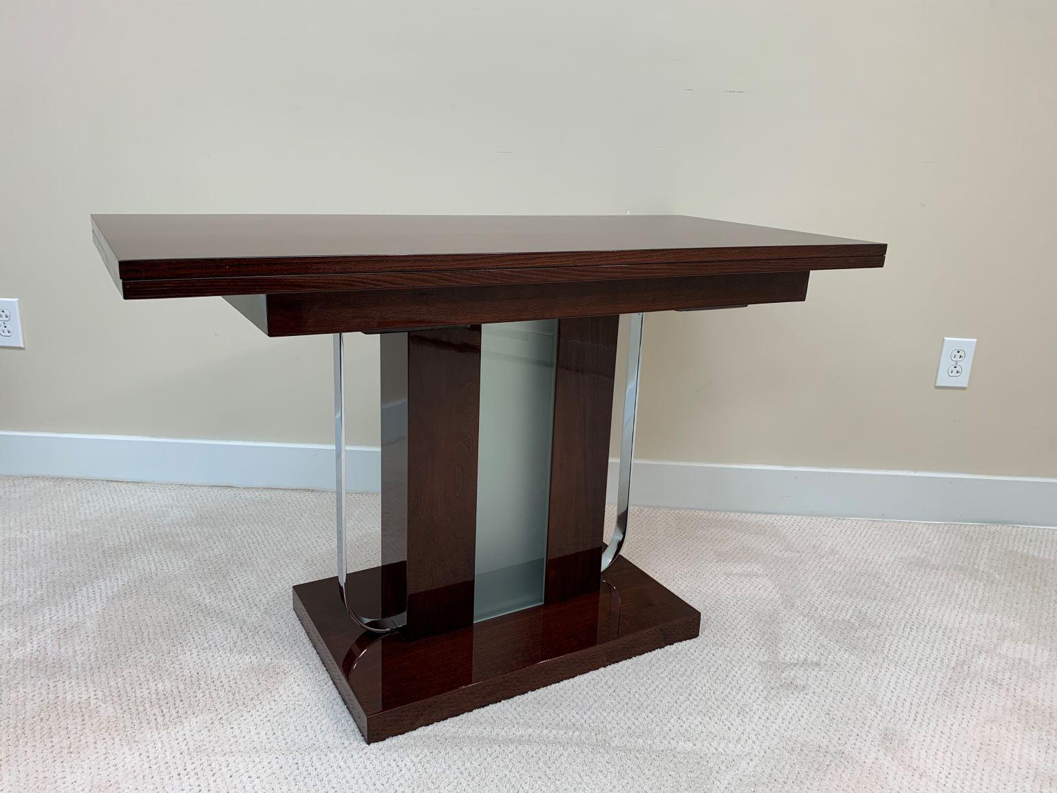 American Art Deco Flip-Top, Light-Up Chrome Dining Console in the Style of Gilbert Rohde