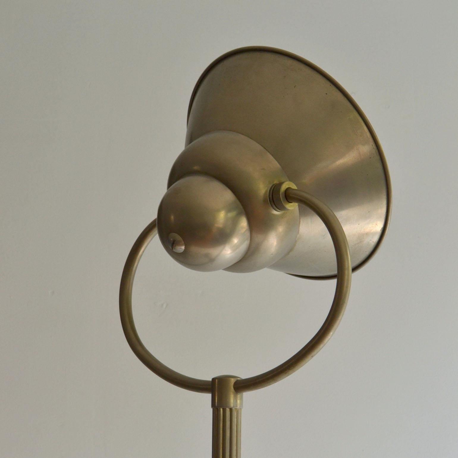 Art Deco Floor Lamp 1920's with Adjustable Shade in Nickel Attributed to Gispen  For Sale 3