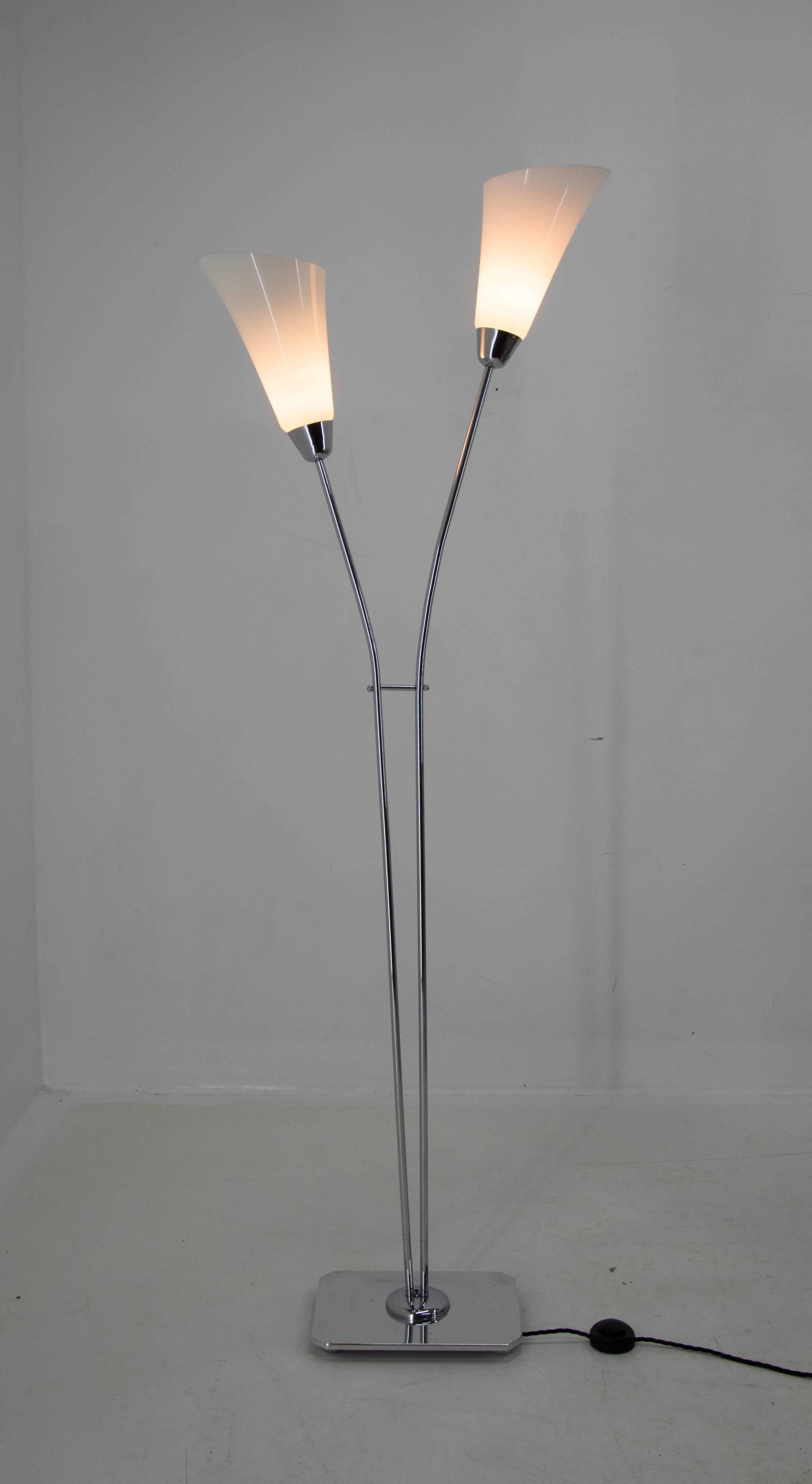 Czech Art Deco Floor Lamp, 1940s, Restored For Sale
