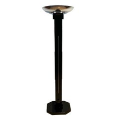 Lampadaire Art Déco, laque noire et chrome, France, vers 1930