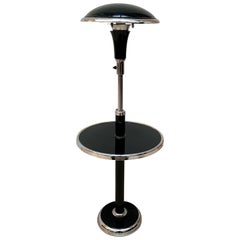 Art Deco Stehleuchte von Georges Halais, Chrom, schwarzer Lack, Frankreich, um 1930