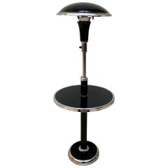 Art Deco Floor Lamp by Georges Halais, Chrome, Black Lacquer, France, circa 1930