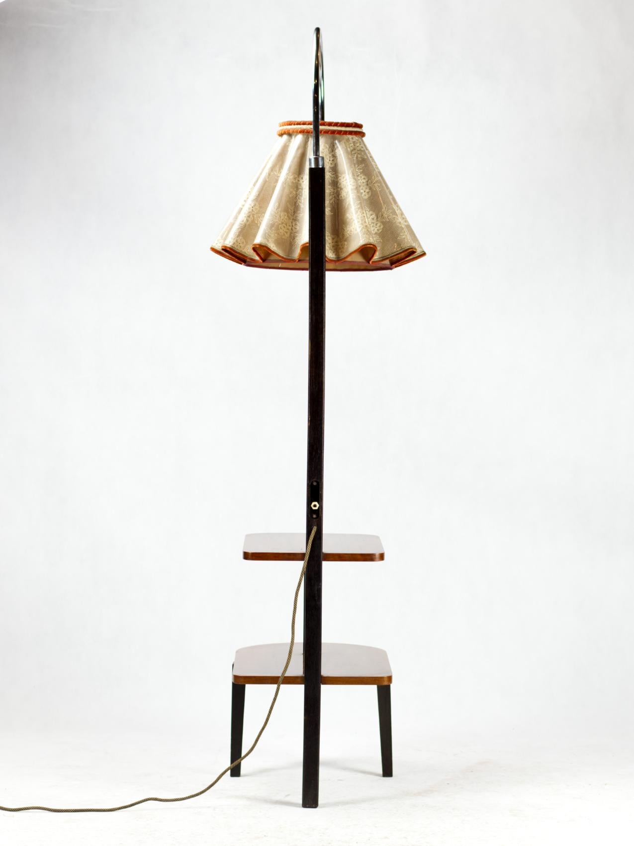 Steel Art Deco Floor Lamp, Czechoslovakia, 1930s