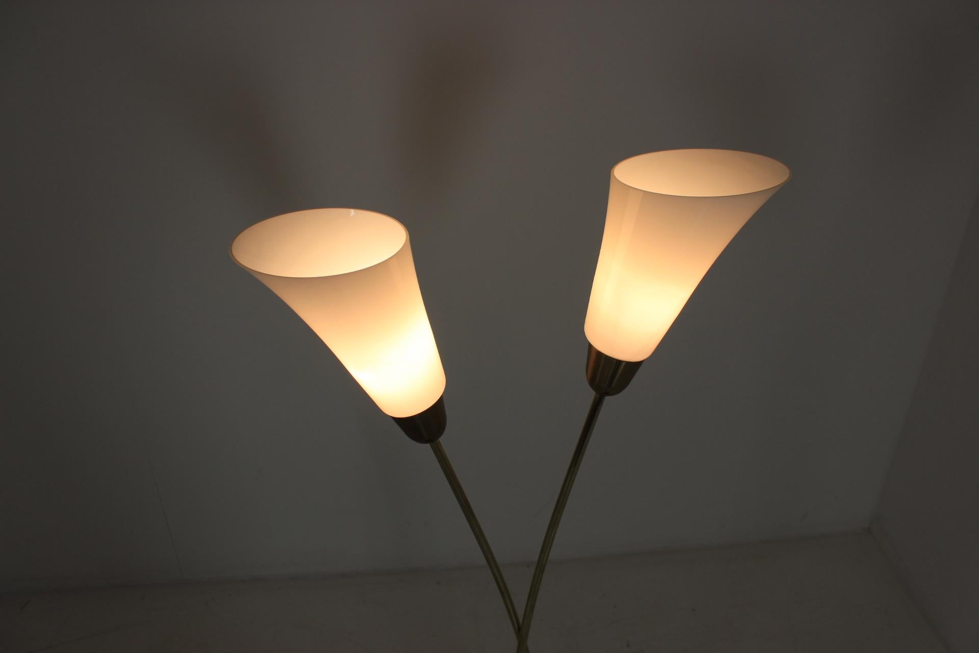 Brass Art Deco Floor Lamp, Czechoslovakia