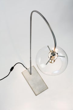 Art Deco inspired Floor Lamp with Glass Shade and Concrete Base