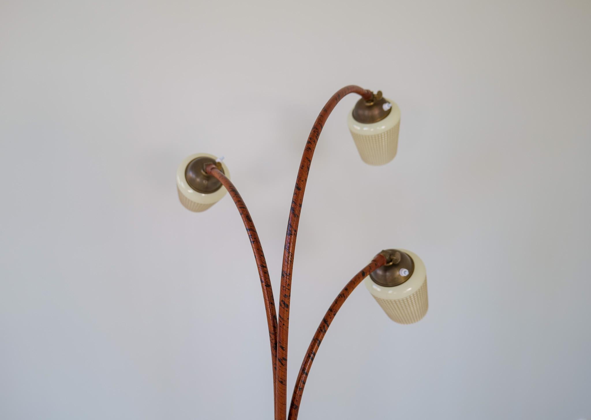 Art Deco Floor Lamp in Birch Bark and Stained Elm Sweden, 1940s 7