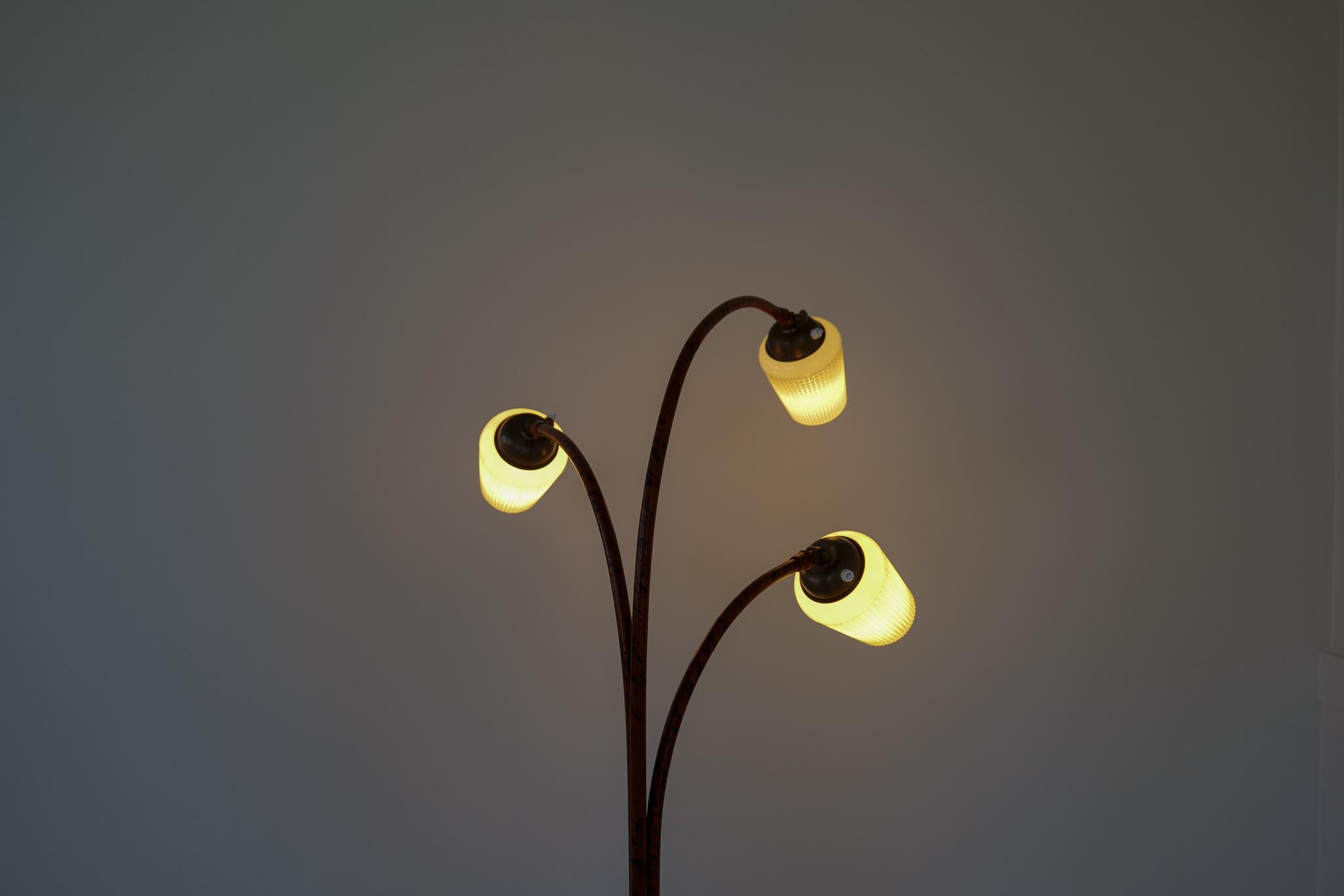 Stehlampe im Art déco-Stil aus Birkenholz, Bark und gebeizter Ulme, Schweden 1940er Jahre im Angebot 10