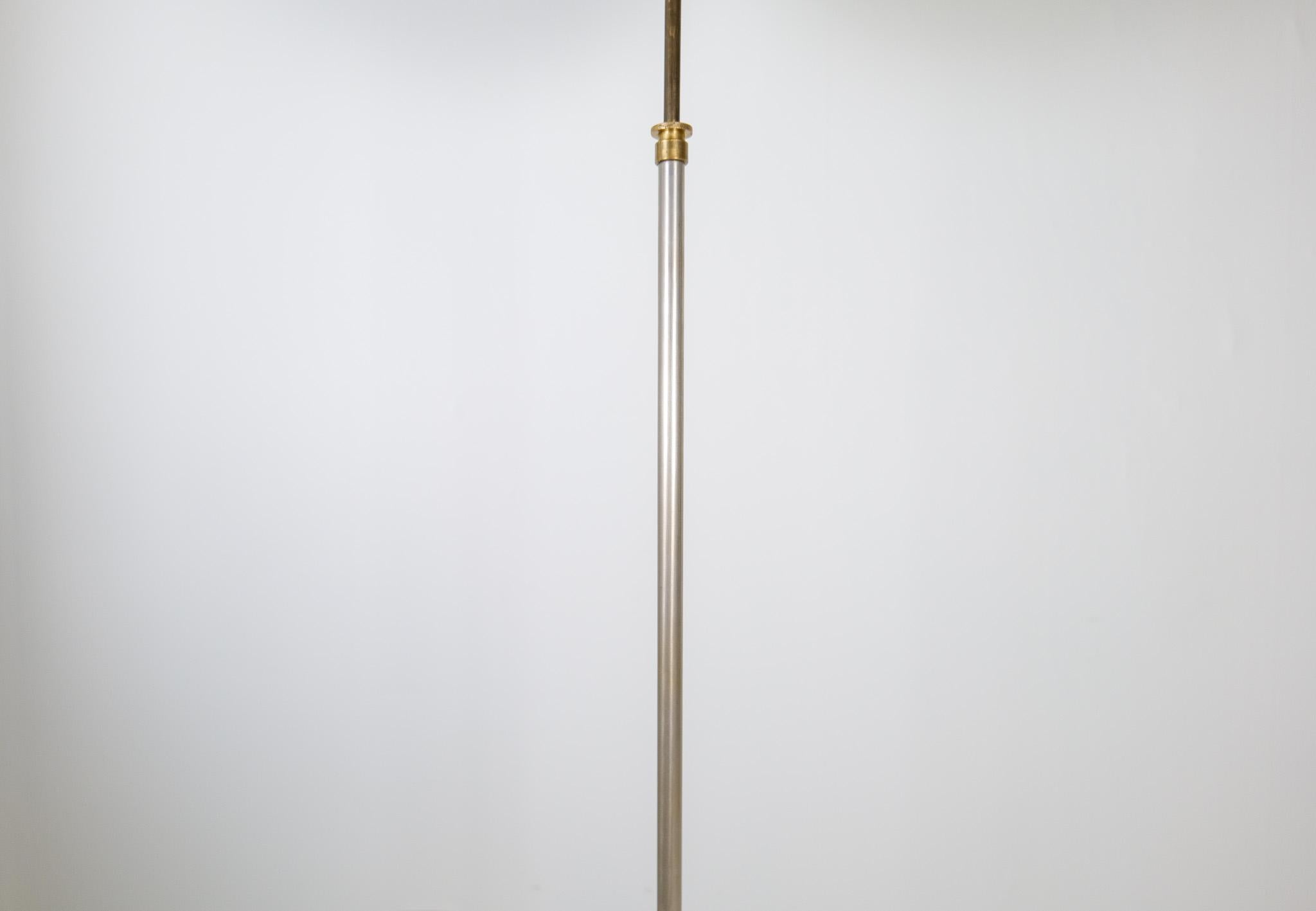 Art Deco Floor Lamp in Brass with Blackened Wood Sweden, 1940s For Sale 3