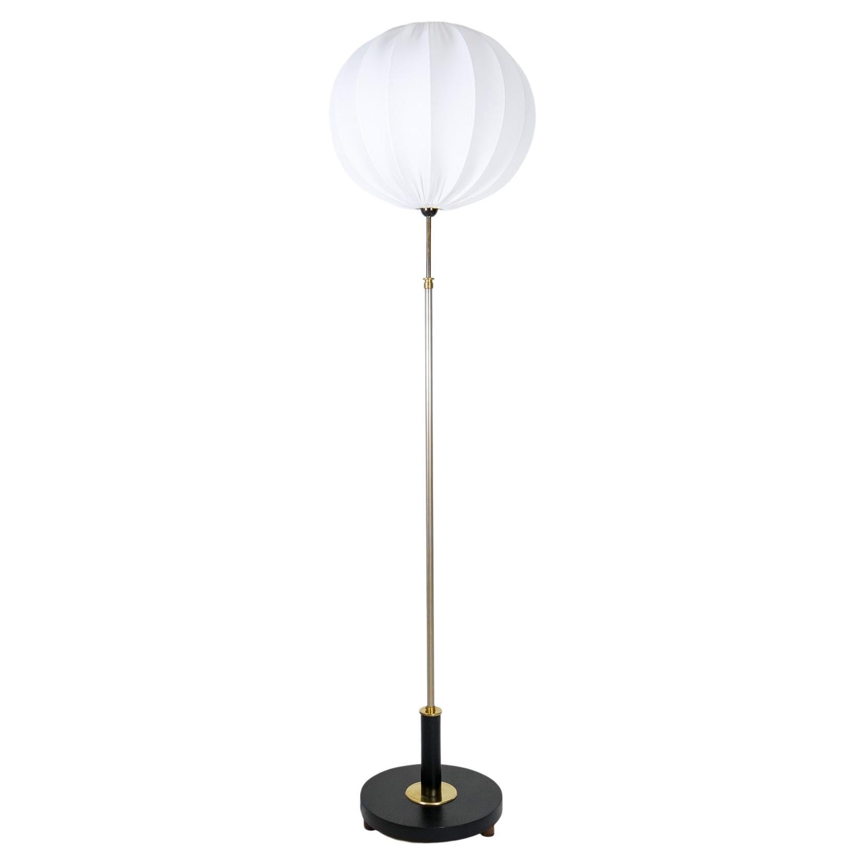 Art Deco Floor Lamp in Brass with Blackened Wood Sweden, 1940s