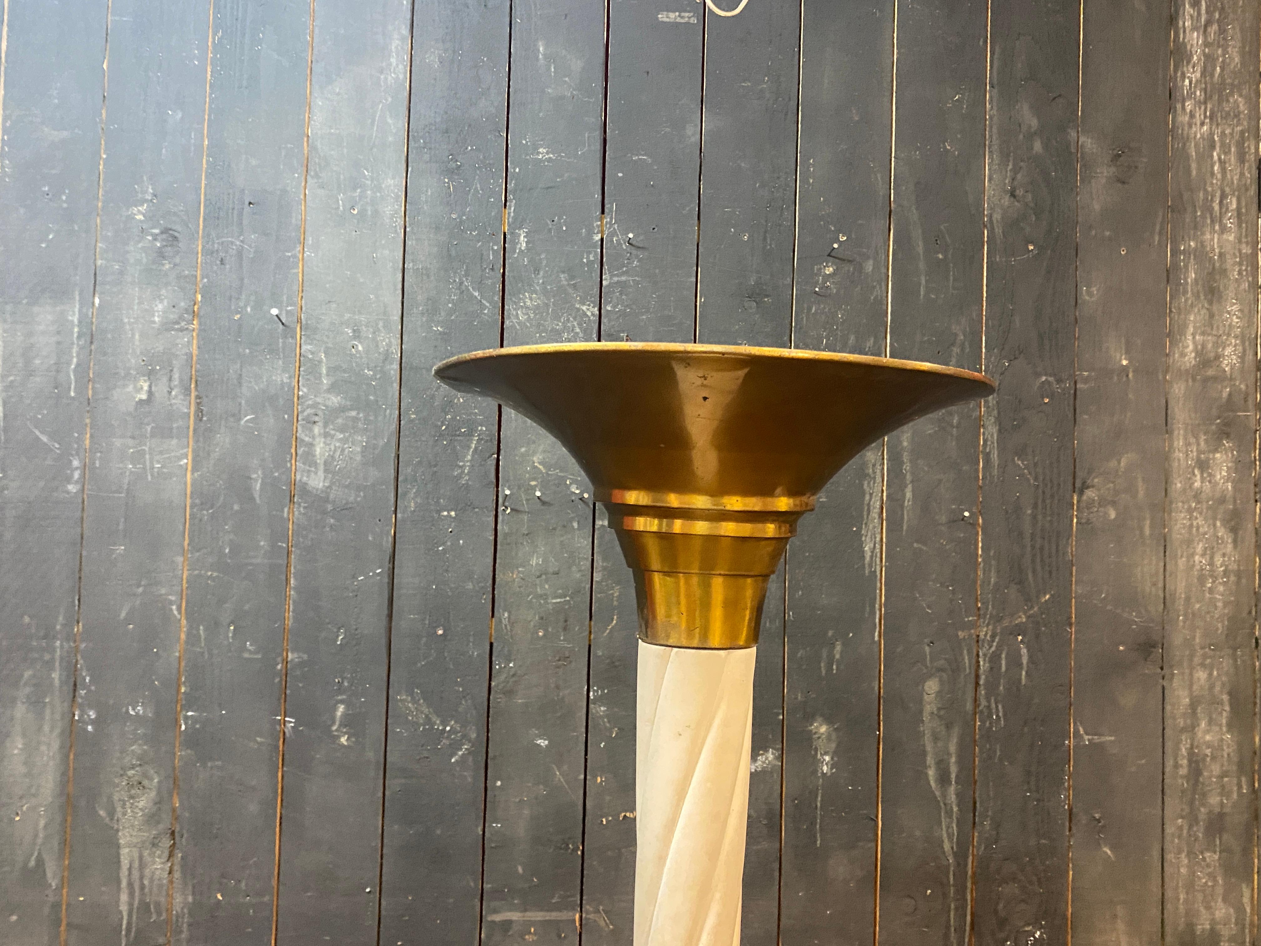 Lámpara de pie Art Decó de madera lacada y latón circa 1930/1940 en Bueno estado para la venta en Mouscron, WHT