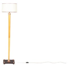 Art Deco Floor Lamp in Pearwood, Copper, and Bakelite, 1930s