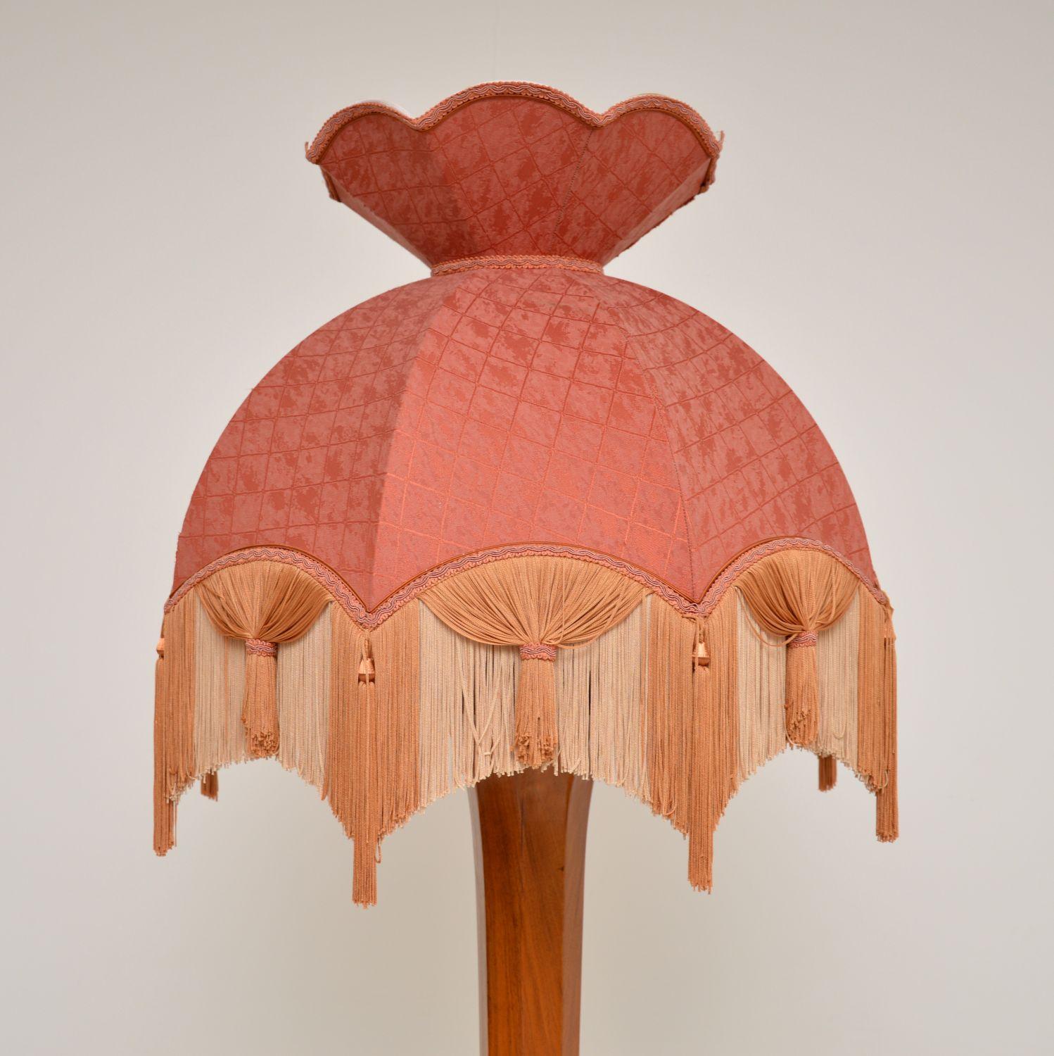 British Art Deco Floor Lamp in Solid Walnut For Sale