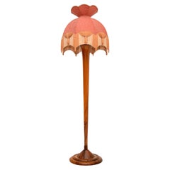 Antique Art Deco Floor Lamp in Solid Walnut