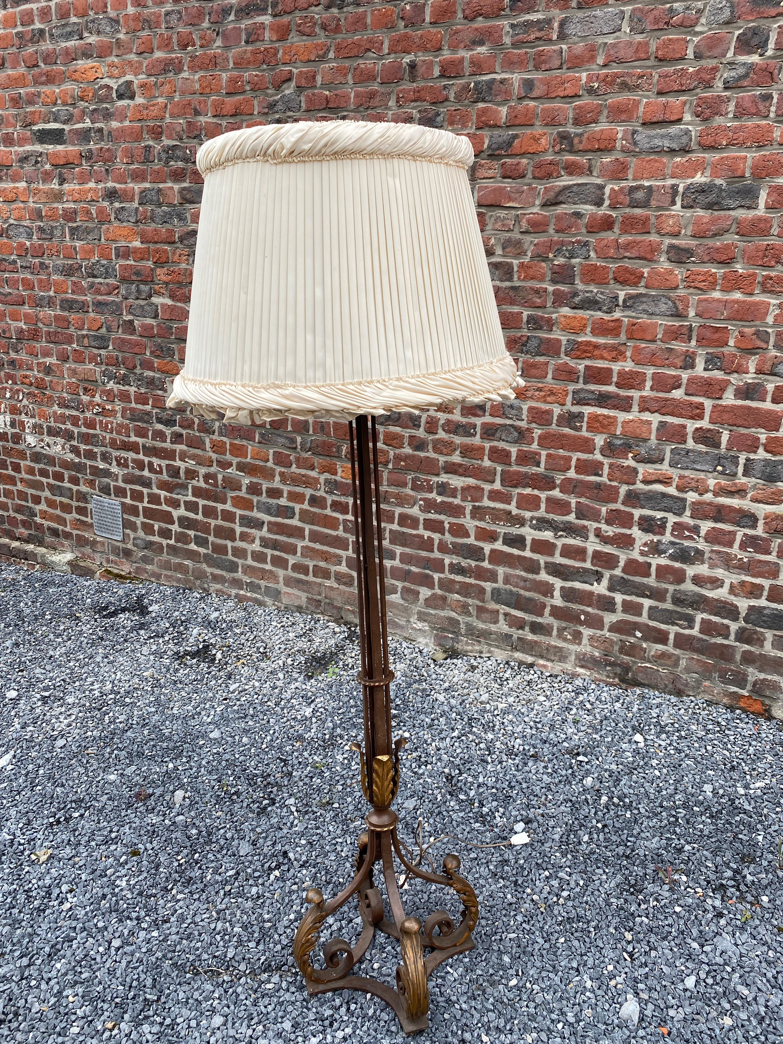 Mid-20th Century Art Deco Floor Lamp in the Style of Gilbert Poillerat, circa 1940 For Sale