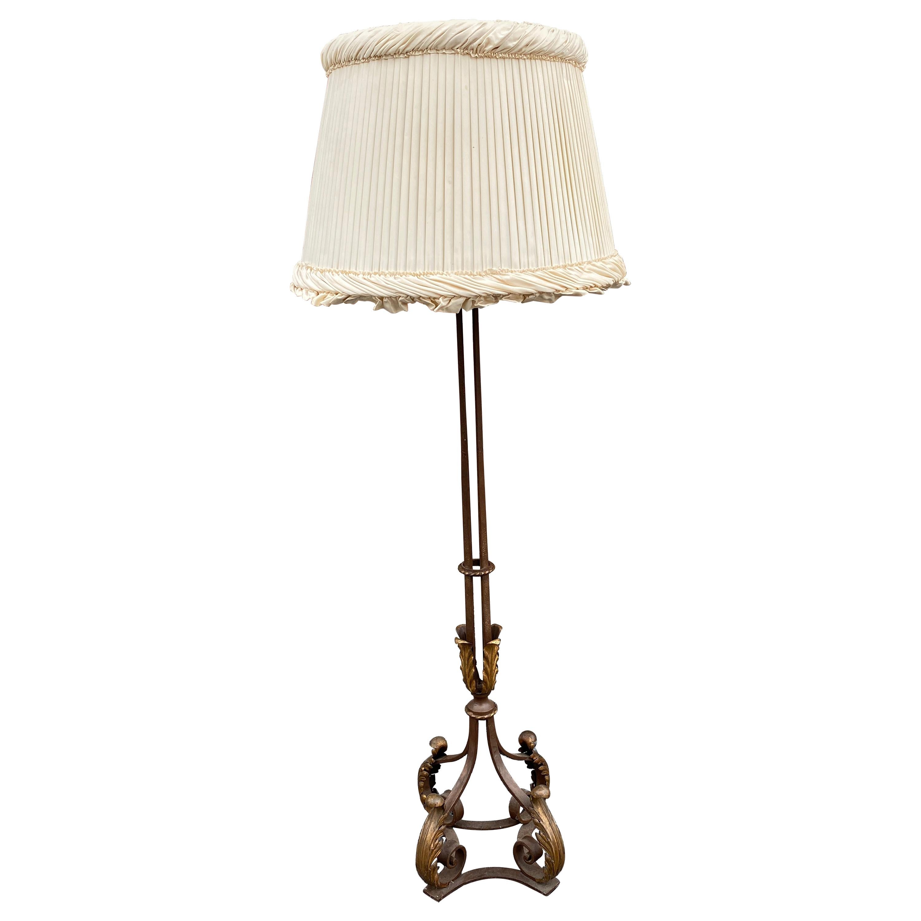 Art Deco Floor Lamp in the Style of Gilbert Poillerat, circa 1940 For Sale