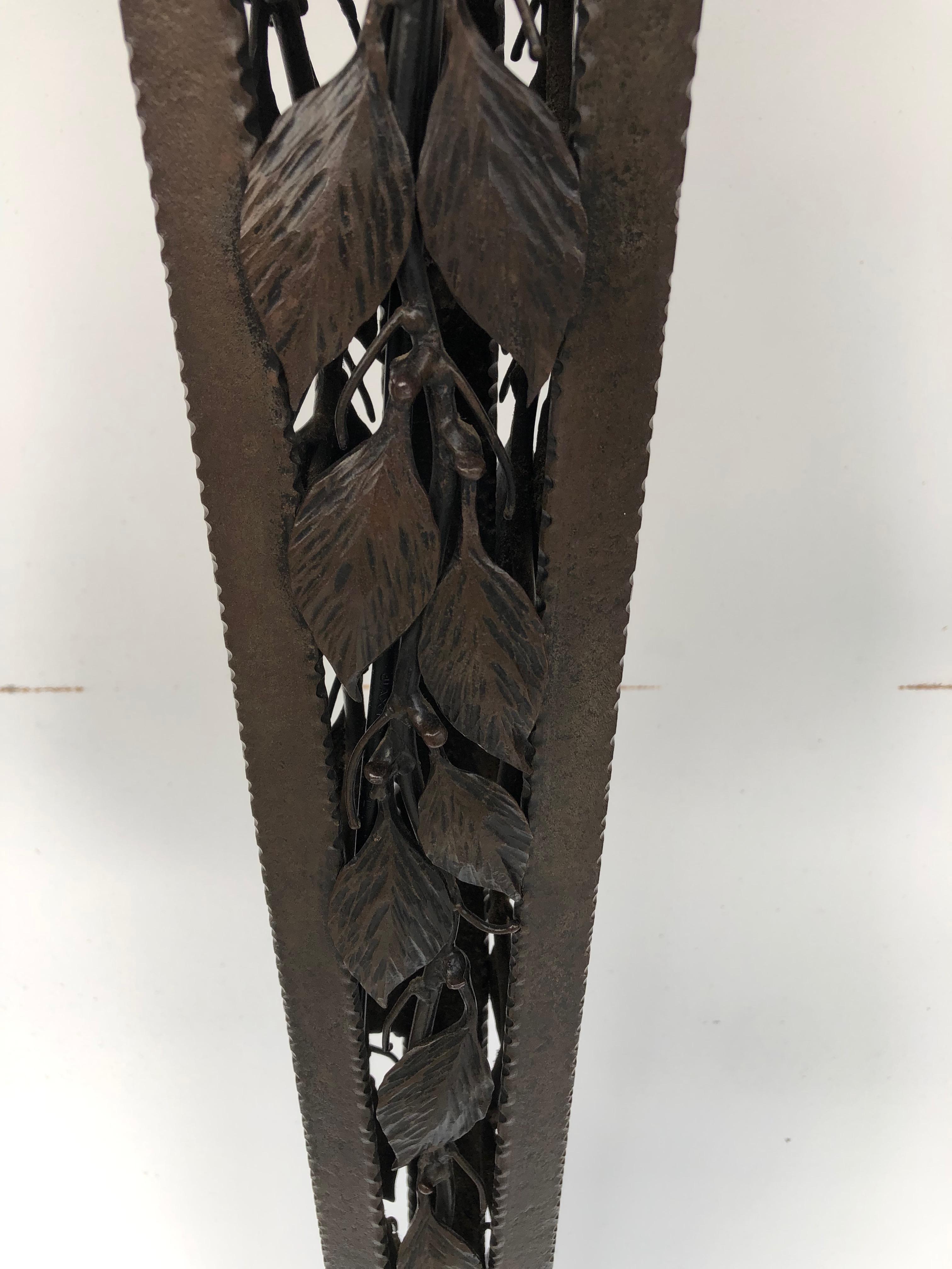 Lampadaire Art déco en fer forgé et albâtre en vente 2