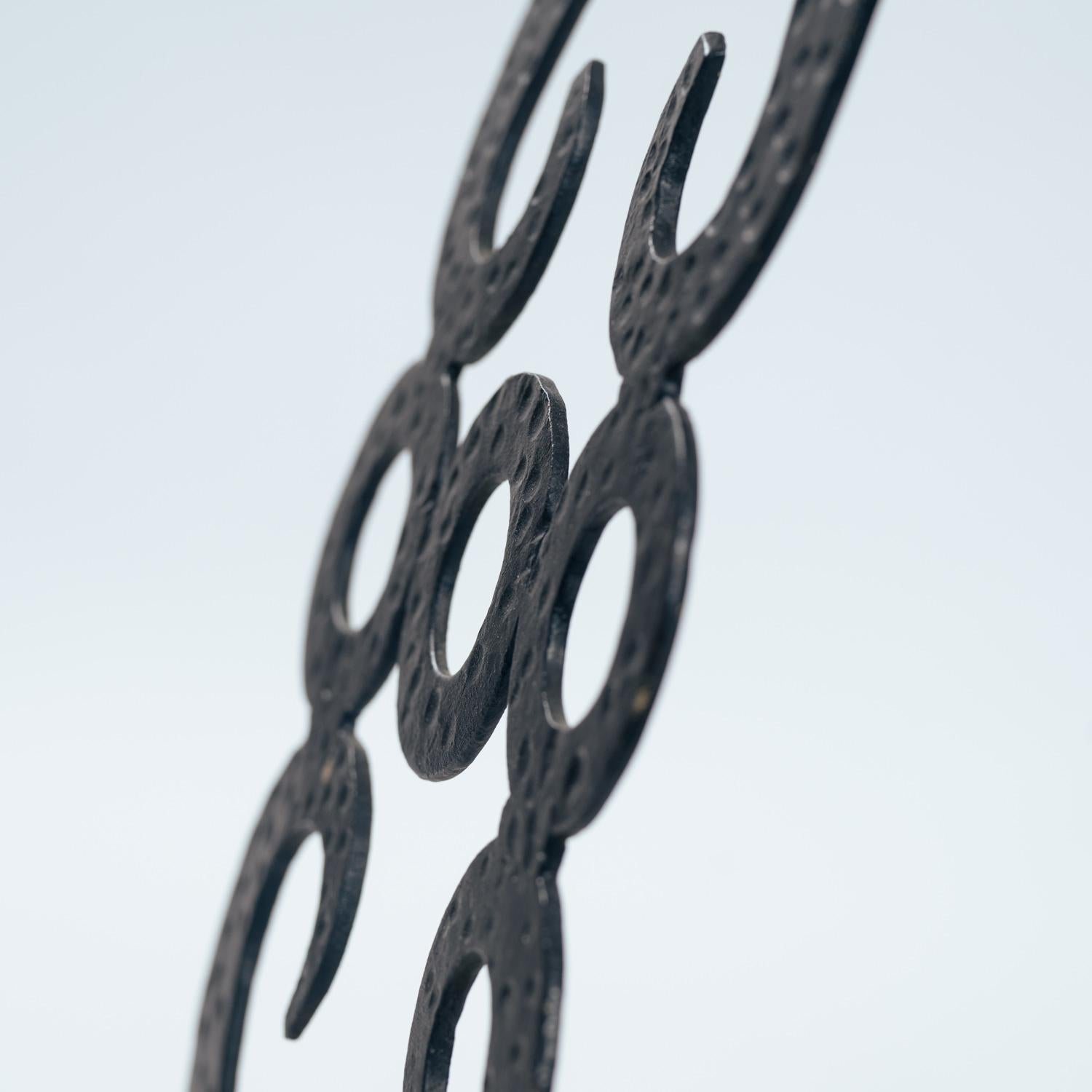 Lampadaire Art déco en fer forgé et verre, années 1930 en vente 4